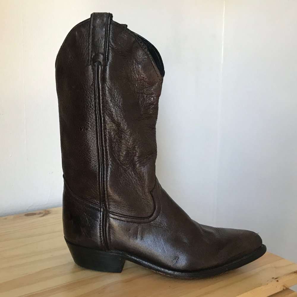 Chocolate Brown Leather Cowboy Boots